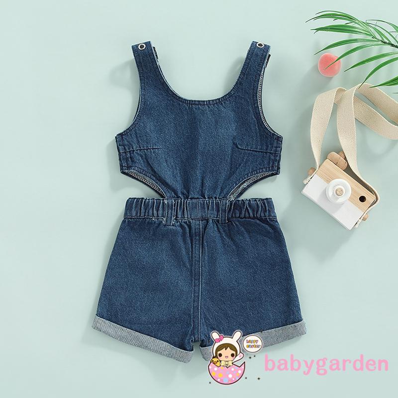 Bộ Áo Liền Quần Denim Cổ Chữ U Không Tay Cắt Vai Dành Cho Bé Gái 6 Tháng 4 Tuổi One