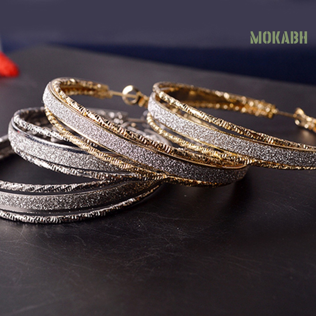 1 Đôi Bông Tai Hình Tròn Bằng Hợp Kim Lấp Lánh Thời Trang Cho Nữ