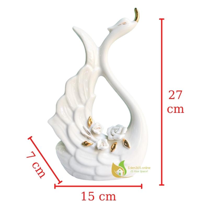 Tượng cặp đôi thiên nga trắng hạnh phúc chất liệu gốm sứ cao cấp, quà tặng tân gia khai trương, trang trí sang trọng