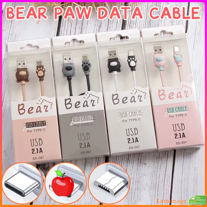 Dây Cáp Sạc Nhanh Truyền Dữ Liệu Hình Móng Gấu Dễ Thương Tương Thích Với ip/Micro Usb/Type C