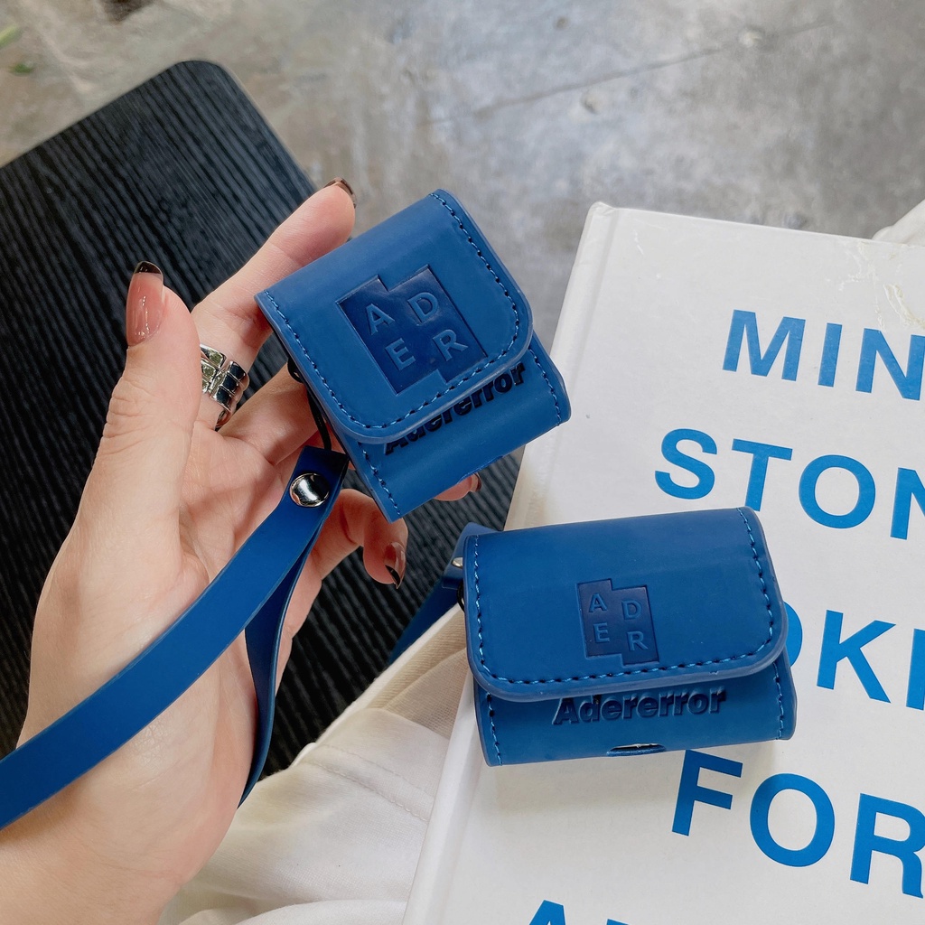 Vỏ Bảo Vệ Hộp Sạc Tai Nghe AirPods3 ADER Clein Màu Xanh Dương Bằng Da 2021 Thời Trang Ốp
