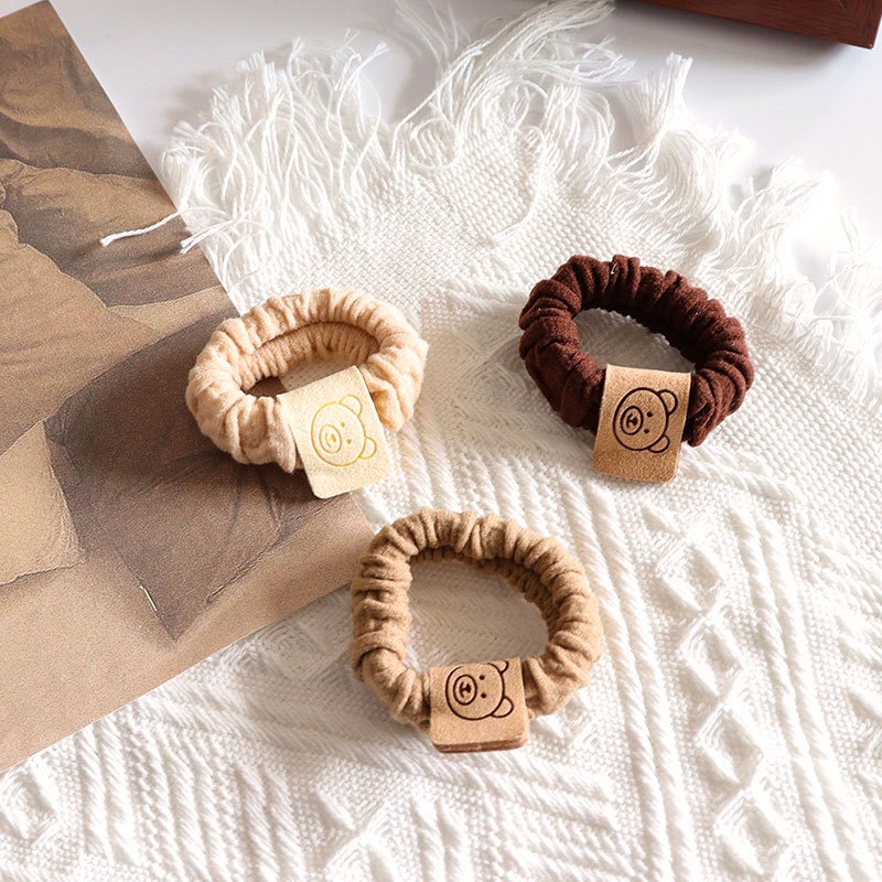 Dây thun cột tóc vải thun nhúng mặt gấu handmade dễ thương S25