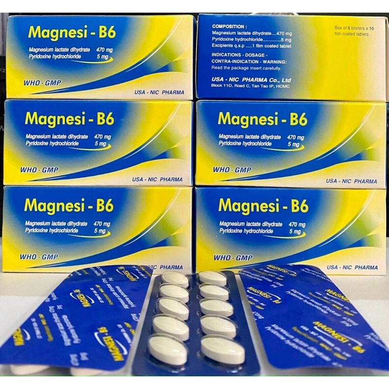 Viên uống Magnesi B6 (Hộp 50 viên) Bổ sung Magie và Vitamin B6