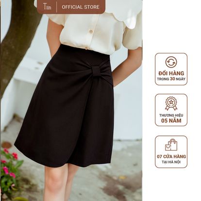 Chân váy cạp liền tà ngoài tạo nơ công sở TIIN STORE CHN123