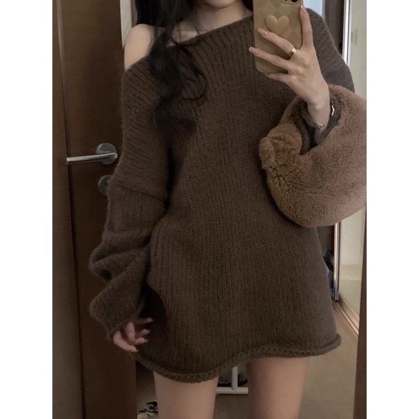 Áo len lệch vai xẻ tà ❌SALE SOCK❌ Hàng QC loại 1