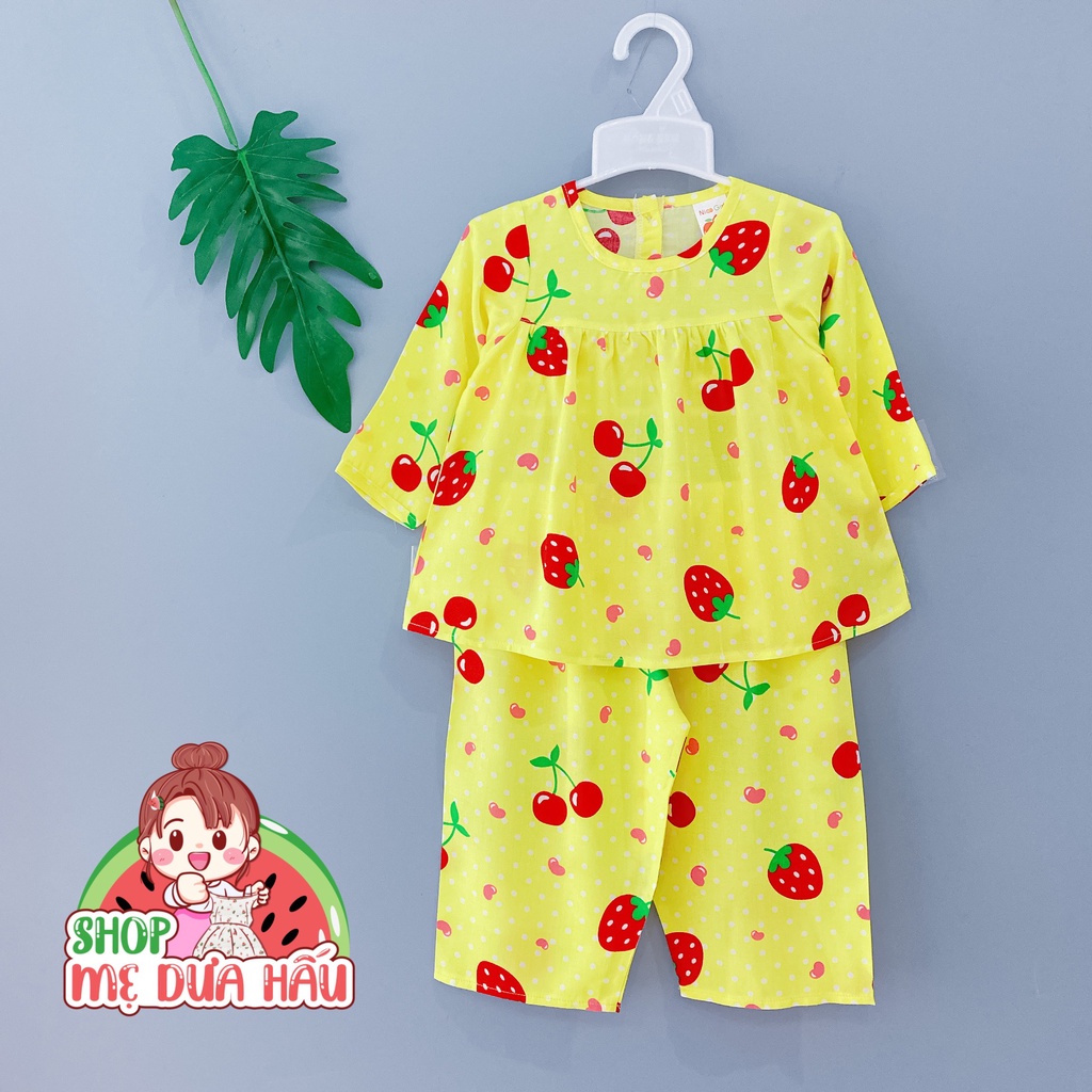  Bộ ngủ bé gái bộ tone babydoll dài tay trẻ em shop mẹ dưa hấu 6-20kg