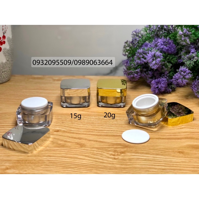 Hũ 15g 20g vuông vạt góc đựng kem mỹ phẩm ,...