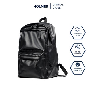 Balo da nam nữ holmes phong cách unisex màu đen trẻ trung cá tính size lap 15,6 inch