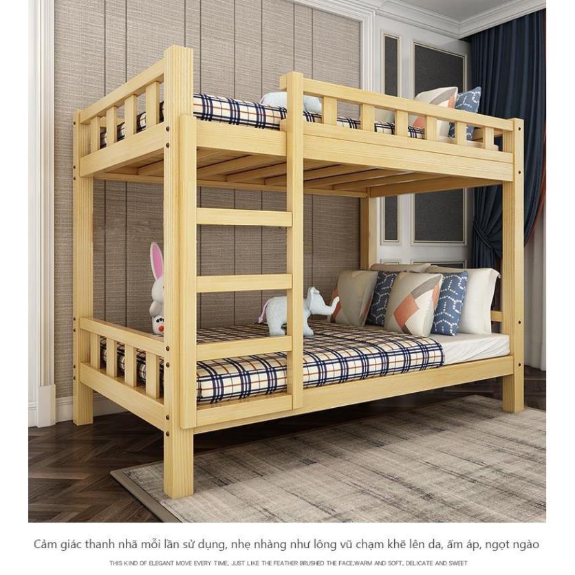 Giường tầng, giường gỗ thông không mối mọt KT 90 x 190 x 160