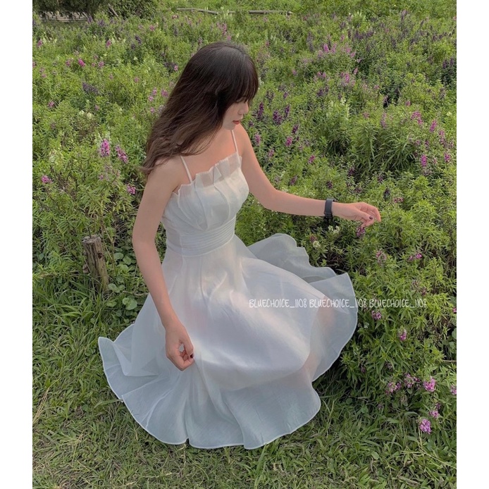 VÁY-ĐẦM TRẮNG 2 DÂY XẾP LỚP NGỰC CÁCH ĐIỆU QC 🧝‍♀️