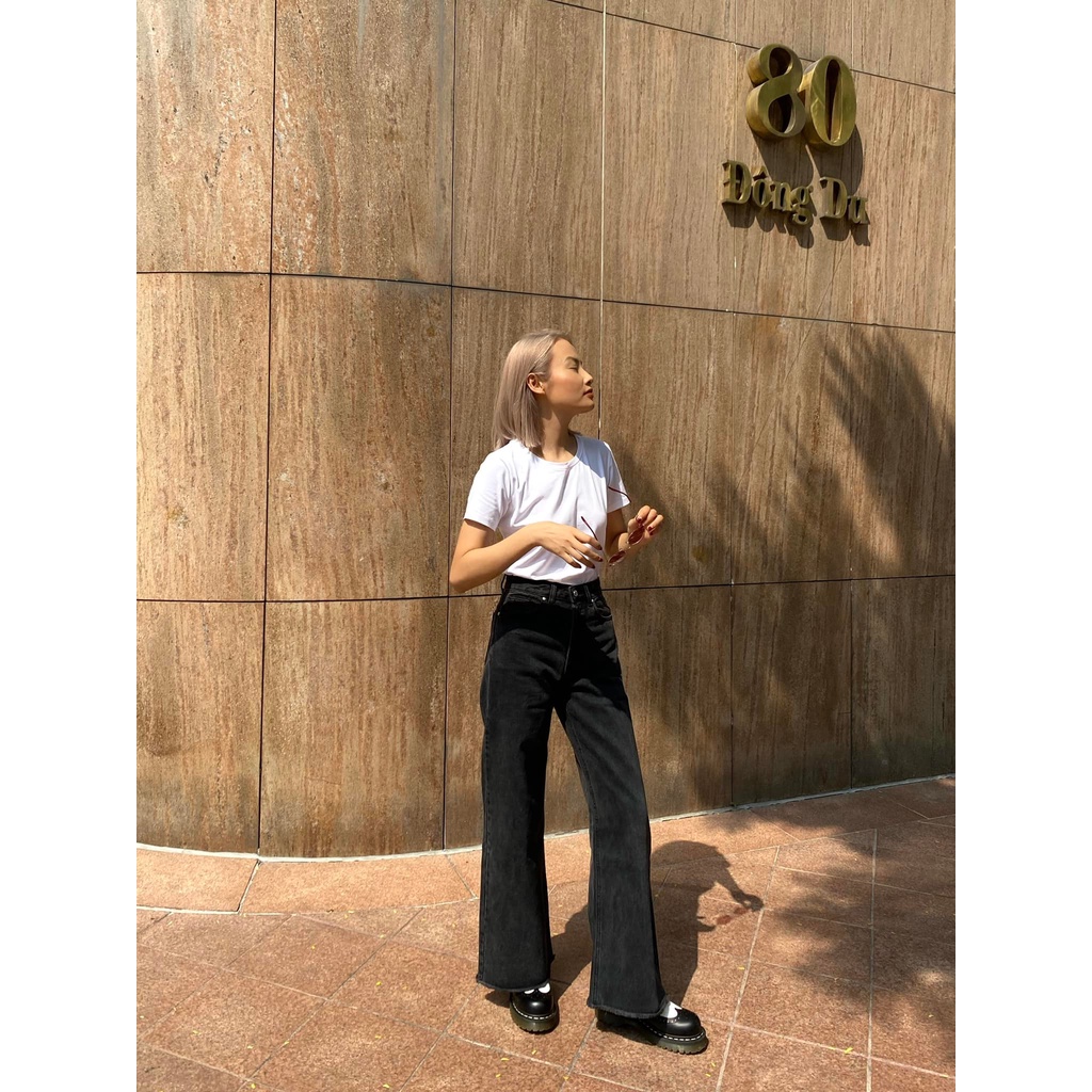 TheBlueTshirt - Quần Jeans Ống Rộng Màu Xám - City Wide Leg Jeans - Urban Grey