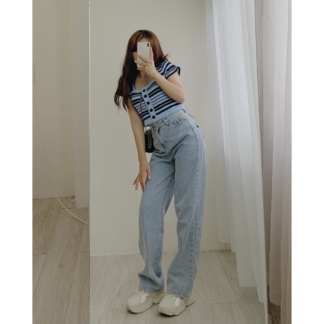 Áo croptop chất len tăm kẻ sọc 725