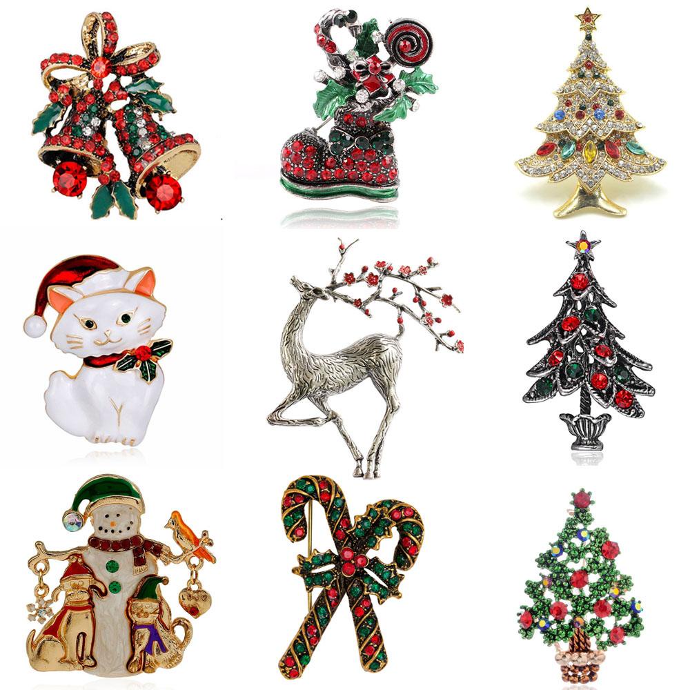 QQMALL Ghim Cài Áo Hình Cây Thông / Tuần Lộc / Ông Già Noel Dễ Thương Cho Nữ