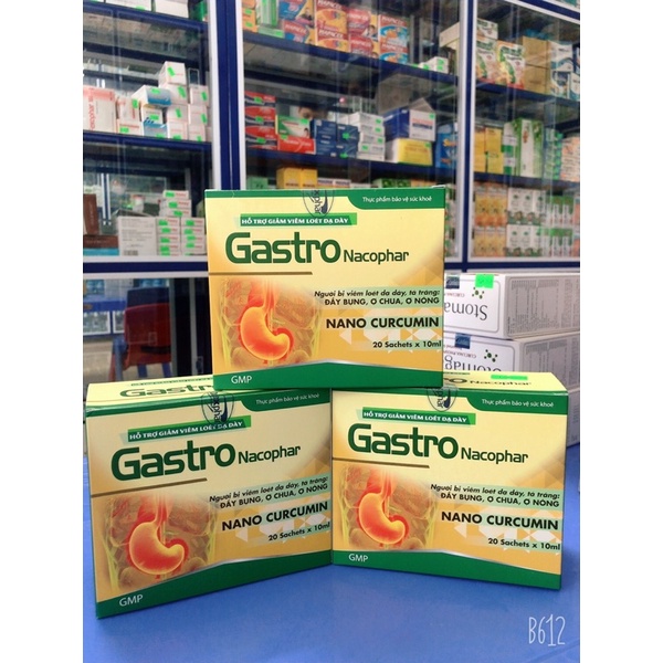 Gel dạ dày GASTRO NACOPHAR, giúp giảm trào ngược dạ dày, ợ hơi, ợ chua, ợ nóng, đau thượng vị, đầy b