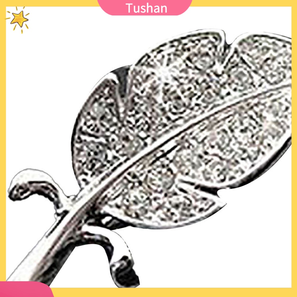 Trâm Cài Hình Chiếc Lá Bằng Bạc Đính Đá Thời Trang