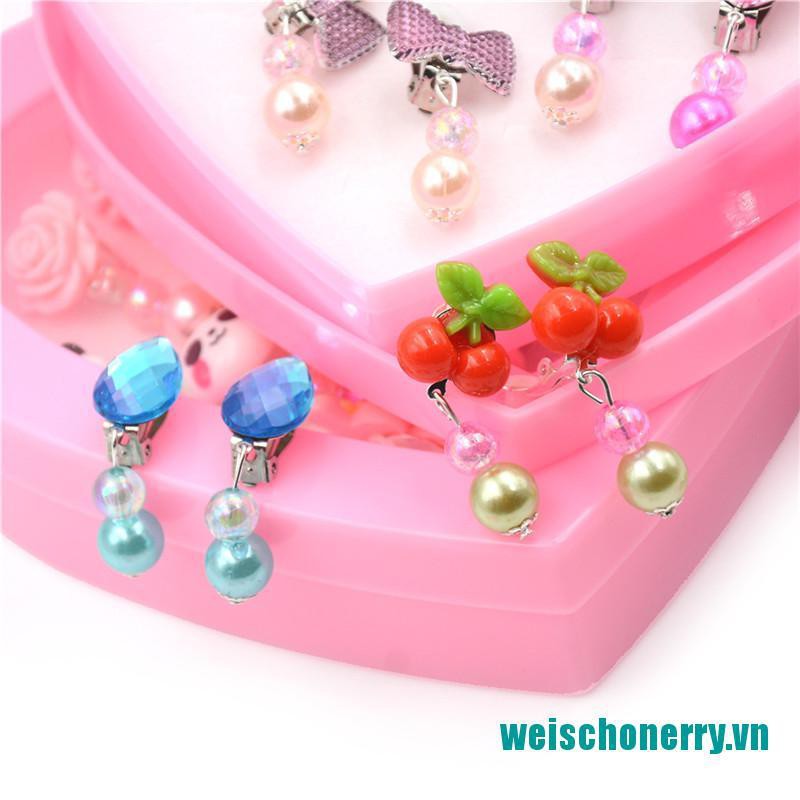 Weischoenrry◑Set 7 Đôi Khuyên Tai Acrylic Sáng Tạo Cho Bé