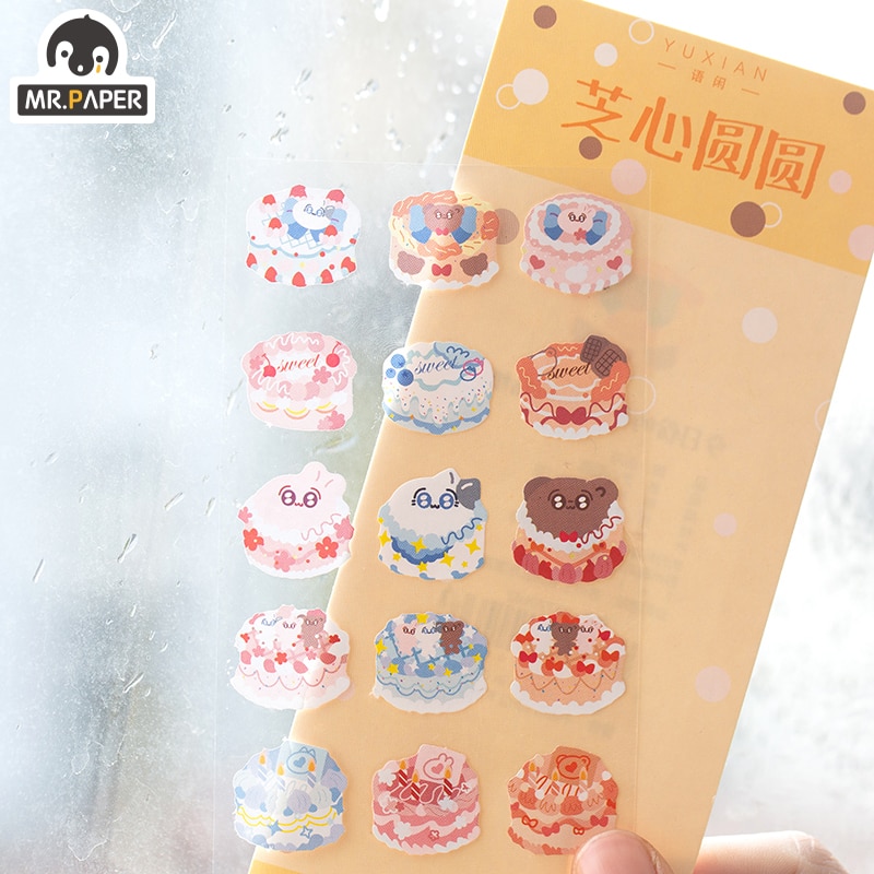Sticker dán trang trí thiết kế hình bánh sinh nhật 6 kiểu xinh xắn đáng yêu