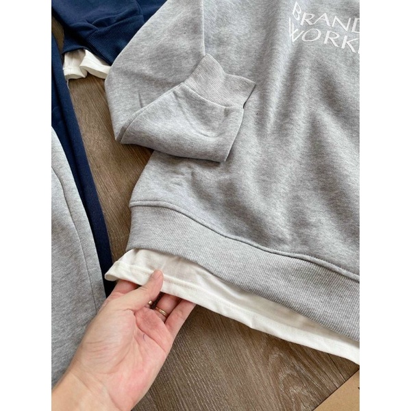 Set nỉ phối gấu bèo hai màu cho nữ