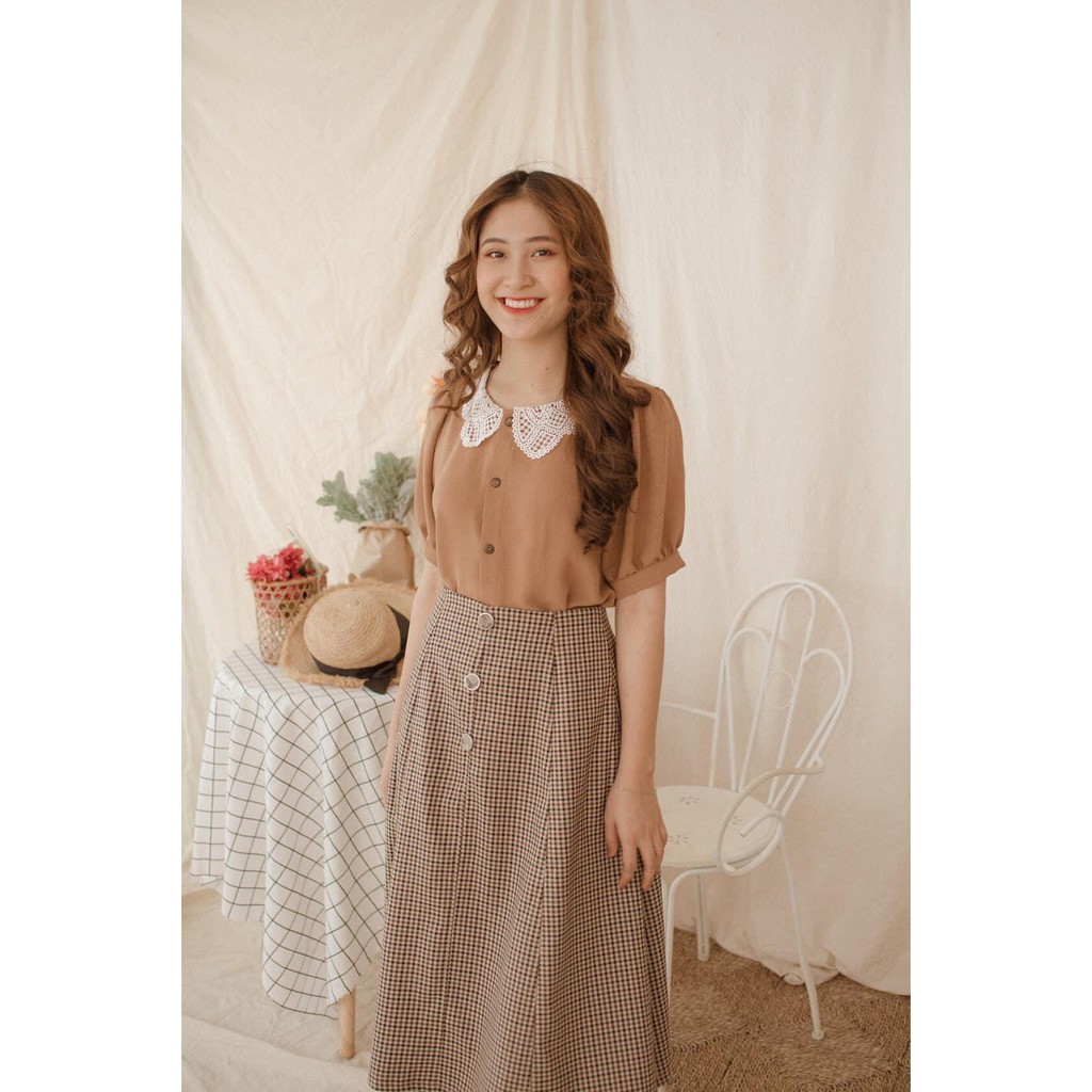 Chân váy dài 3 nút CARO