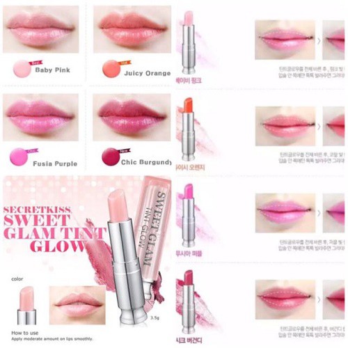 Son dưỡng môi có màu Secret Key Sweet Glam Tint Glow 3.5g Baby Pink (Hồng nhạt) _ Secret Key Chính Hãng