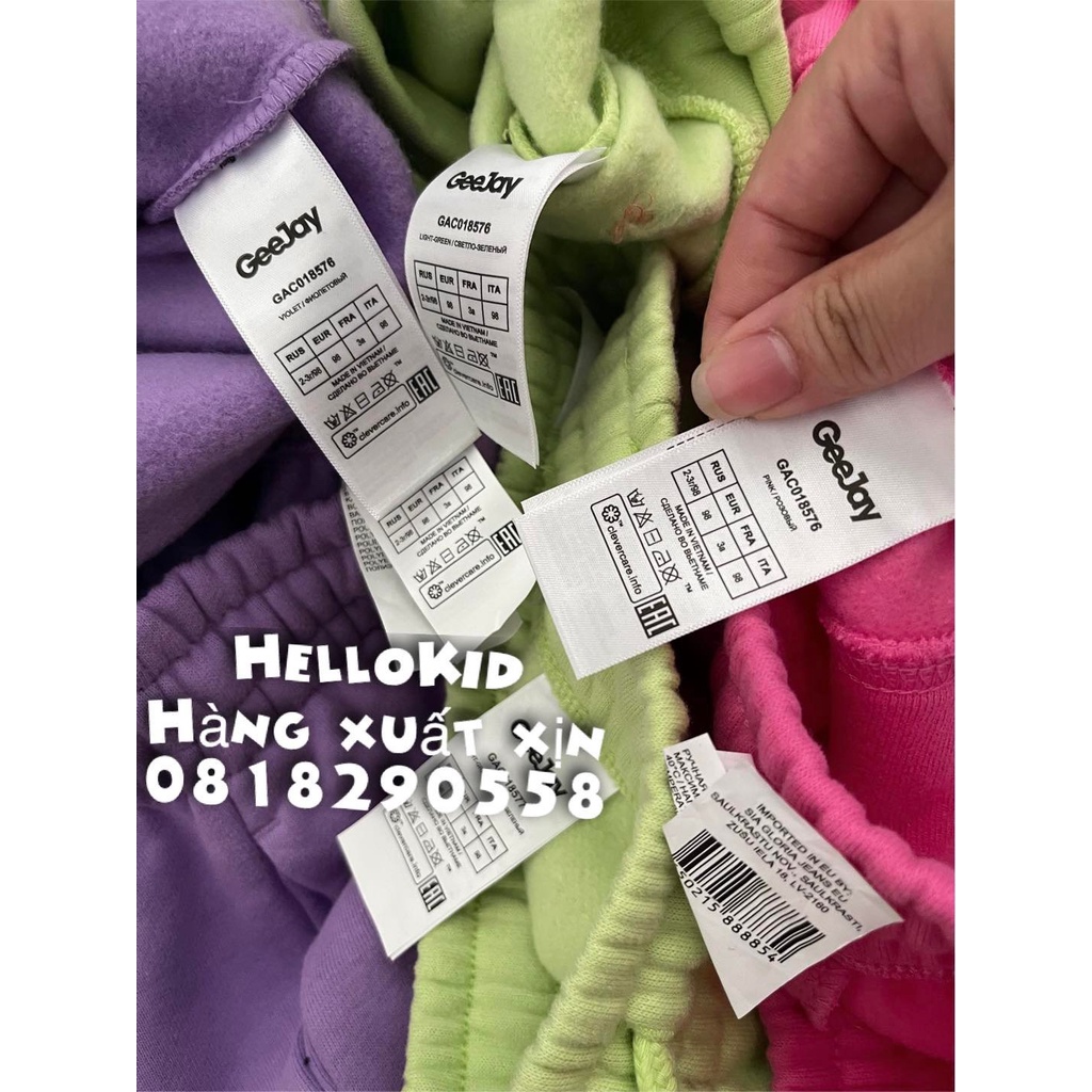 B341 - Bộ nỉ trơn hoodie bé gái huy hiệu bóng