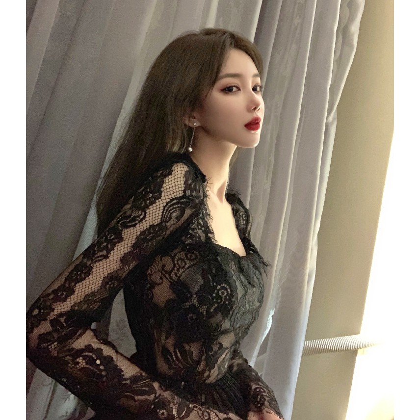 Đầm nữ dáng xòe tay dài midi Emilyshop