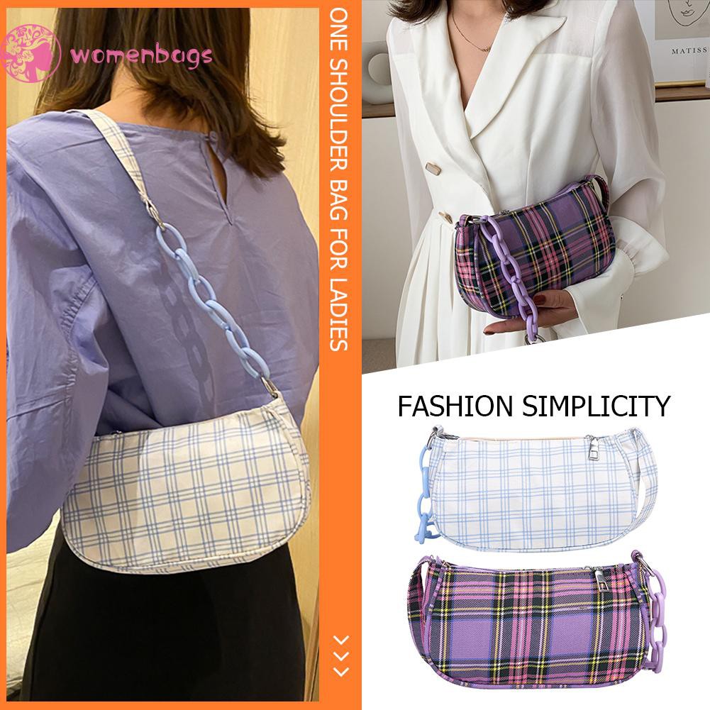 Túi đeo vai canvas họa tiết kẻ sọc thời trang nữ phong cách Hàn Quốc | BigBuy360 - bigbuy360.vn