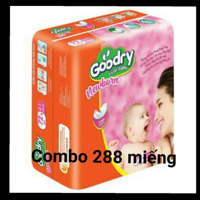 [COMBO 4 GÓI] Miếng lót sơ sinh Goodry - 288 miếng