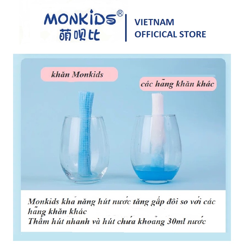 Khăn mặt Monkids, bông tẩy trang cotton tinh khiết, mềm mịn, làm sạch lớp trang điểm chống nước.