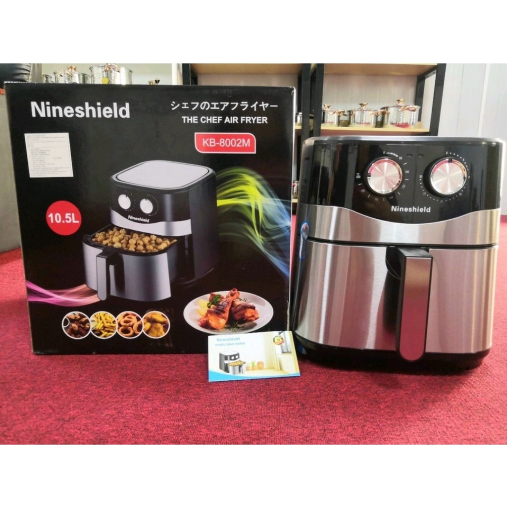 [Tặng giấy thấm dầu]NỒI CHIÊN KHÔNG DẦU NINE SHIELD DUNG TÍCH 10.5L MẪU MỚI 2022