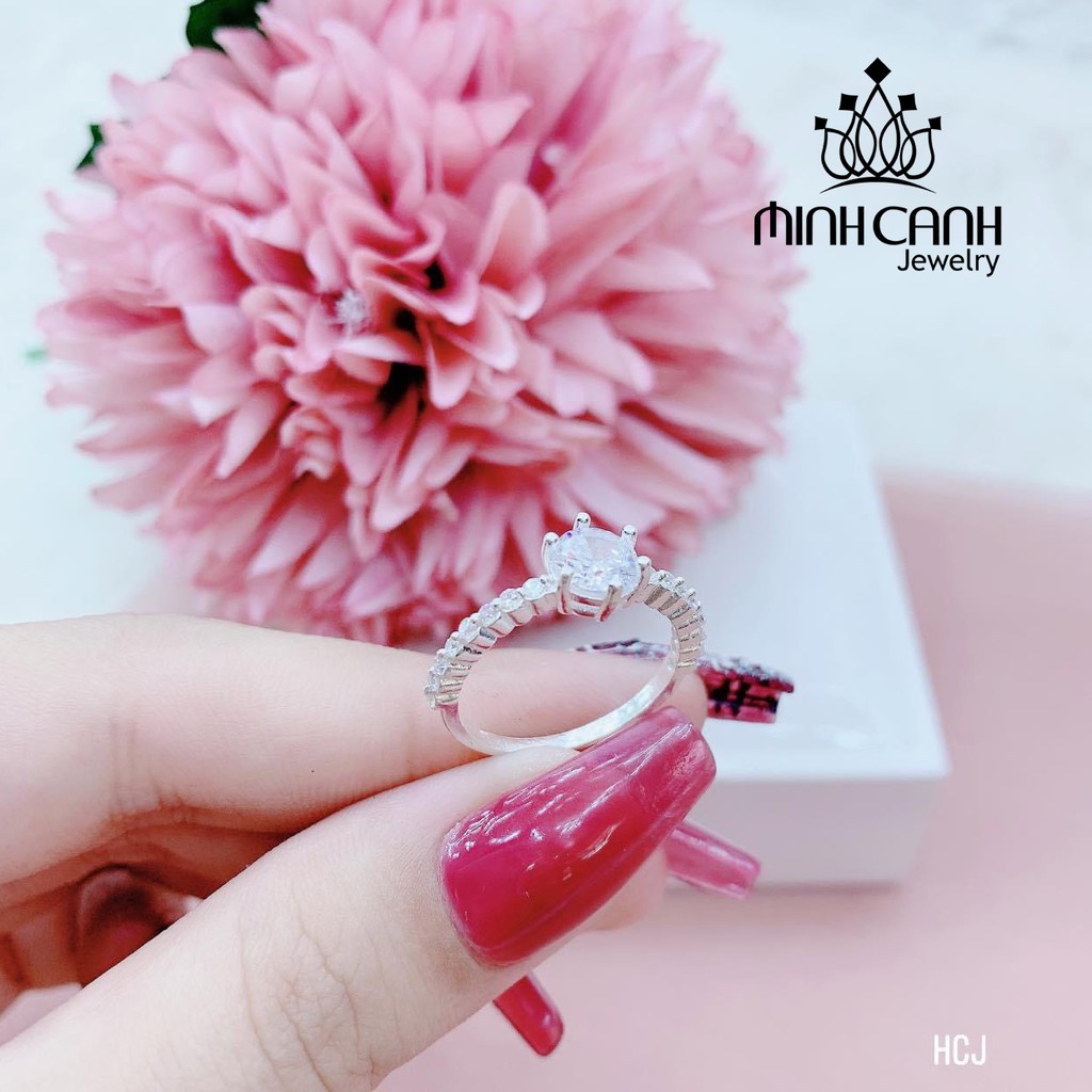 Nhẫn Bạc 6 Chấu Viền Đính Đá - Minh Canh Jewelry