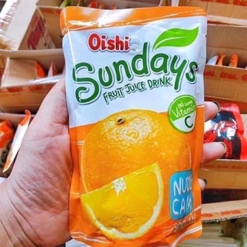Thùng 10 Túi Nước Oishi Sundays/ T Rexx/ Tea Go /  200ML nhiều hương vị trái cây