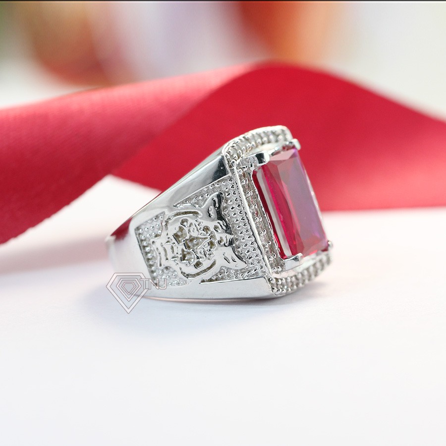 Nhẫn bạc nam đầu hổ đính đá đỏ NNA0070 Trang Sức TNJ