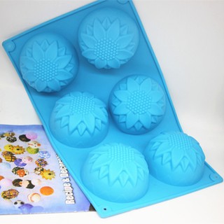Khuôn Silicone 6 ô hình hoa hướng dương làm bánh, thạch Pudding