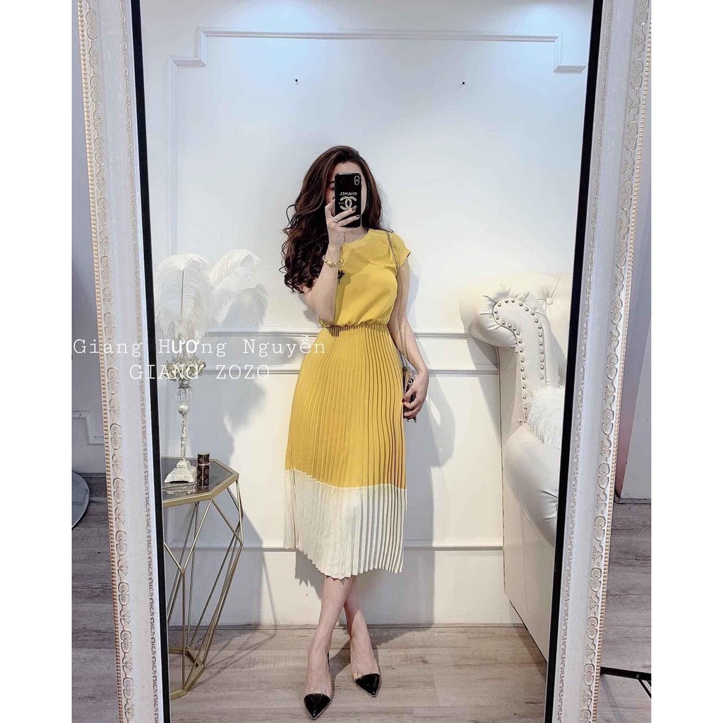 Váy lụa xếp ly chun eo MSGT81