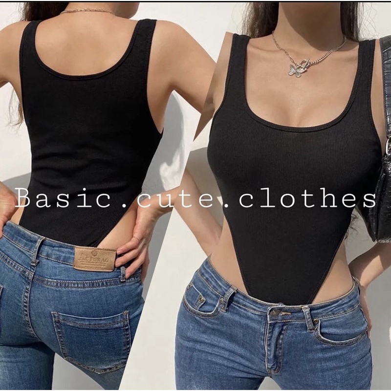 Áo bodysuit 2 dây bản to màu đen sexy chất co giãn kèm ảnh thật SẴN SIZE M