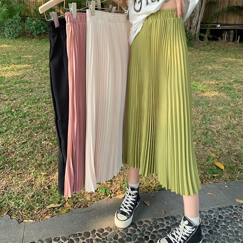 SUXI Chân Váy Maxi Dài Lưng Thun Màu Sắc Thanh Lịch