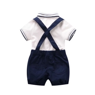 Set yếm áo trắng cổ kẻ