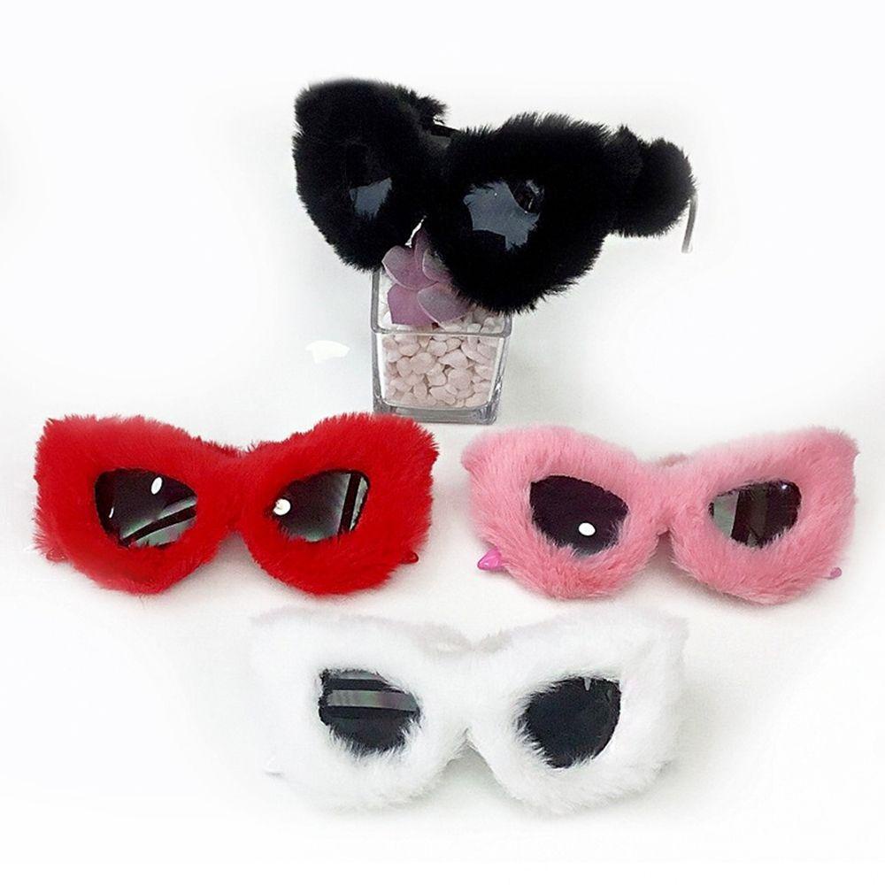 Kính Mát Mắt Mèo Chống Tia UV Phối Lông Nhung Phong Cách Punk Hàn Quốc Cá Tính