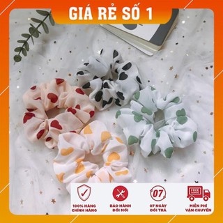 [FREESHIP - HÀNG LOAI 1] Buộc tóc, cột tóc  vải Scrunchies Trái tim siêu xinh