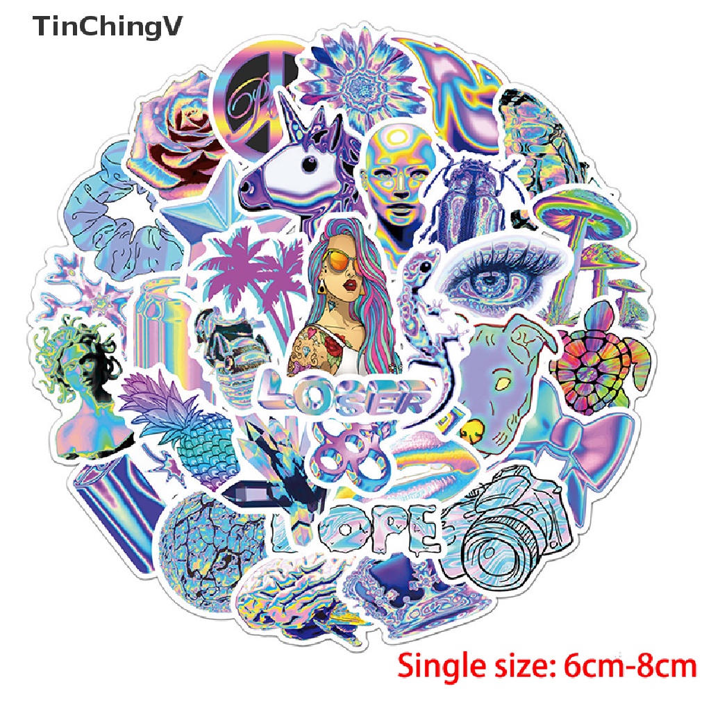 Bộ 50 Miếng Dán Holographic Dùng Trang Trí Quà Tặng Cho Bé Gái