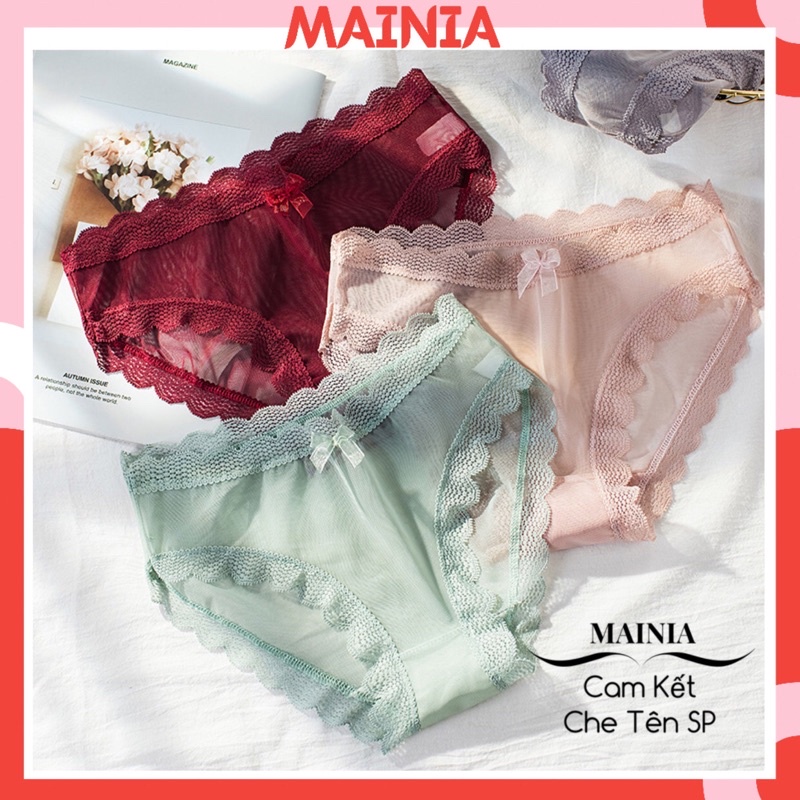 Quần Lót Ren Lưới Đính Nơ Xinh Xắn Dễ Thương Quần Chíp Nữ Sexy Quyến Rũ Hàng Cao Cấp Mềm Mại Mainia Shop