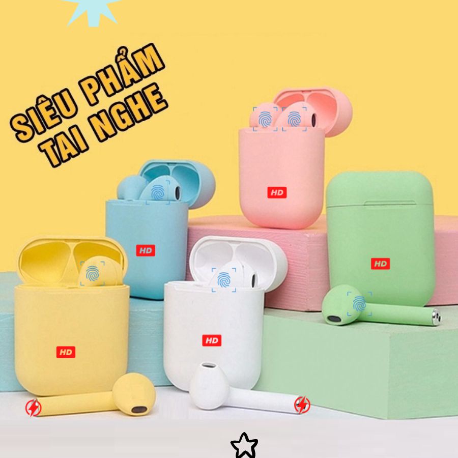 Tai Nghe Bluetooth Không Dây j12 TWS 5.0 Có Micro Nghe Gọi Cảm Ứng Chạm Chơi Game Giảm Tiếng Ồn J12_Mau -kienxalootds563
