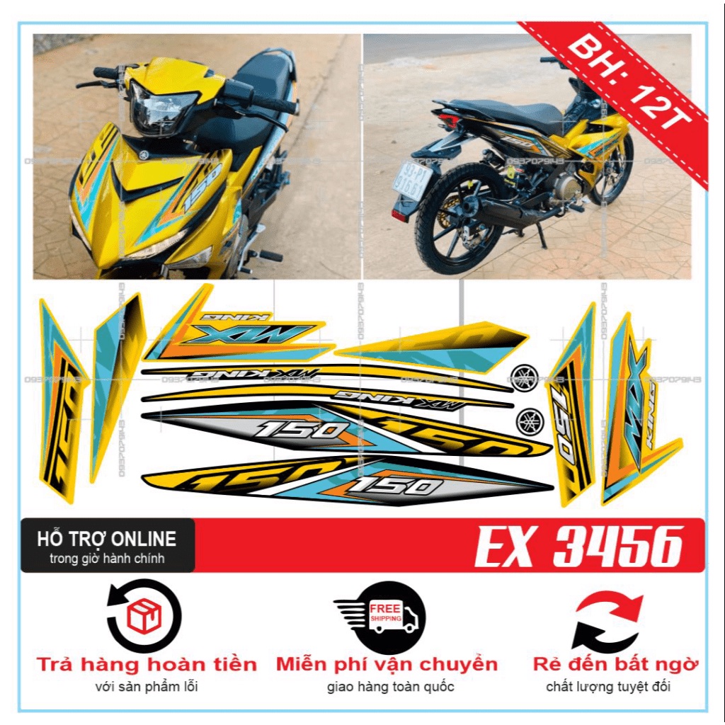 TEM RỜI EX 150 VÀNG ĐEN 3456 -- SHIN DECAL 2