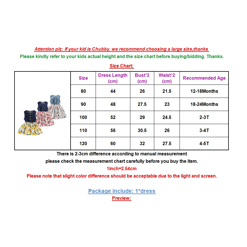 Đầm MIKRDOO vải denim không tay in họa tiết hoa trái cây thời trang mùa hè cho bé gái 1-5 tuổi