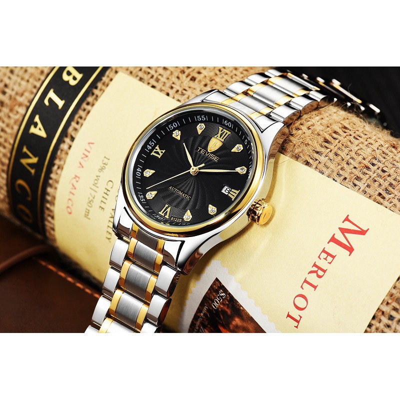 ĐỒNG HỒ NAM TEVISE 8122, DÂY THÉP ĐÚC CAO CẤP, MẶT TRÁNG SAPPHIRE Bán lẻ giá sỉ