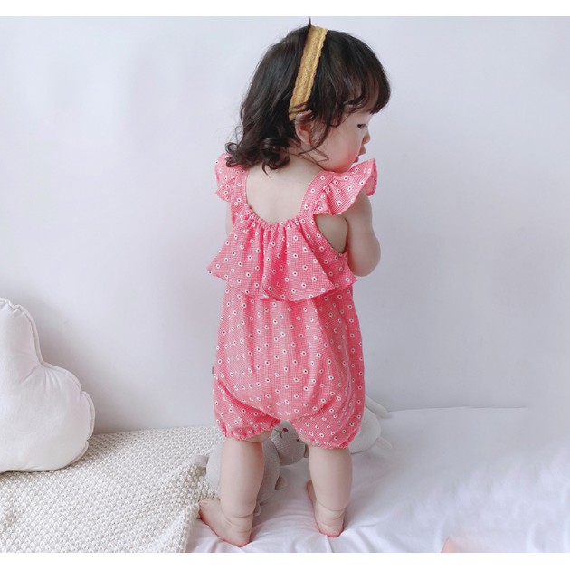 Bộ body jumpsuit mùa hè họa tiết hoa cúc cho bé gái