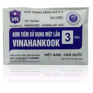 Bơm tiêm sử dụng 1 lần Vinahankook 3ml 1 hộp 100 cái