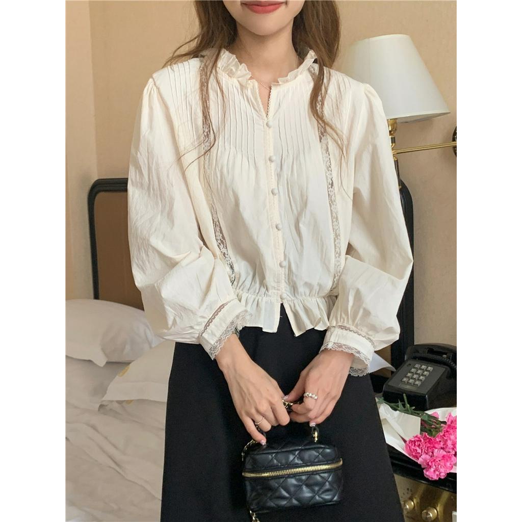 Áo Kiểu Tay Dài Dáng Rộng Màu Sắc Thanh Lịch 61072