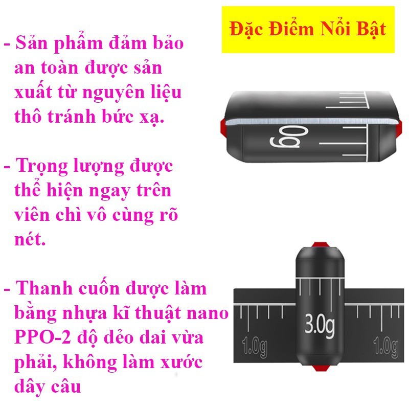 Chì Lá Câu Đài Cuốn Sẵn Thanh Cuốn Chì Cao Cấp (Sét 10 viên)